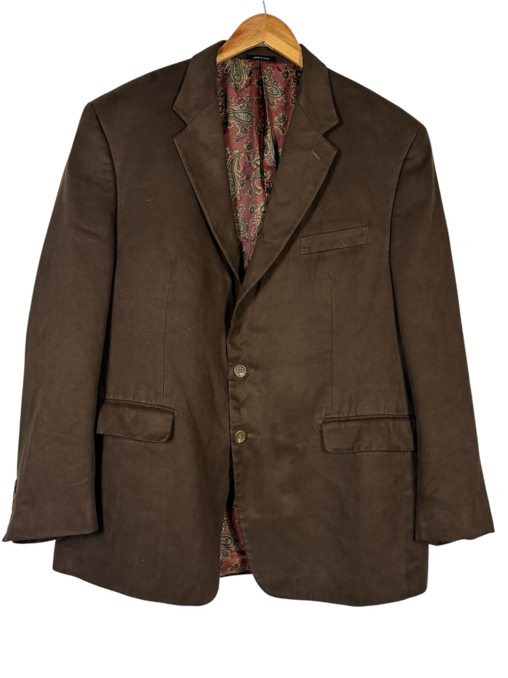 Lauren Ralph Lauren Sport Coat Blazer Brown Faux Suede Paisley Lined 46R